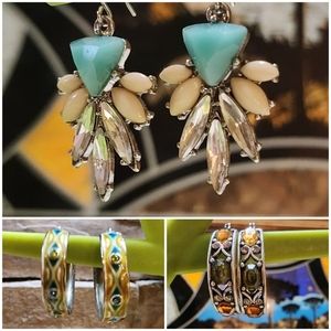 Three Pair of Earrings, Two Fall Color Hoops and One Chloe + Isabel